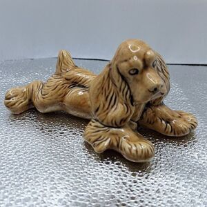 Artisan Ceramic Cocker Spaniel Dog Figurine Statue Folk Art Handmade